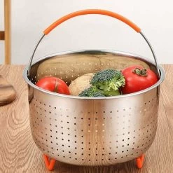 Stainless Steel Steamer Basket, 3L Vegetable Steamer Basket, Pressure Cooker Steamer Basket, Instant Steamer Basket, With Silicone Covered Handle, For Cooking Vegetables And Foods -Kitchen Appliances Discounts 97453475 3