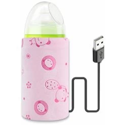 USB Bottle Warmer, Baby Bottle Warmer Insulated Bottle Bag USB Travel Bag Breastmilk Bottle Warmer Thermostatic Bag, Baby Bottle Warmer(Pink, No Bottle)
