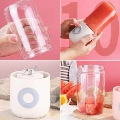 500ml Mini Plastic Portable Fruit Blender With 6 Personal Stainless Steel Blade Blender For Vegetables Smoothie Shakes USB Rechargeable Electric Blender - White -Kitchen Appliances Discounts 97697620 3