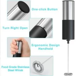 Handheld Milk Frother, Electric Milk Blender Froth Machine, Stirred Beverage Blender For Latte, Cappuccino, Hot Chocolate, Drinks, High Speed 14000 RPM (battery Not Included, With Stand) -Kitchen Appliances Discounts 97905226 3