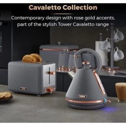 Tower Cavaletto Pyramid Kettle And 2 Slice Toaster Set Grey -Kitchen Appliances Discounts 98481195 4