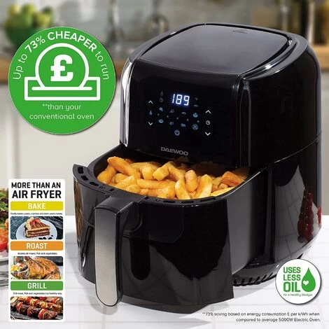 Daewoo Digital Healthy Living Air Fryer 5.5 Litre Capacity SDA1804GE – Black 4 Daewoo Digital Healthy Living Air Fryer 5.5 Litre Capacity SDA1804GE – Black - Image 2