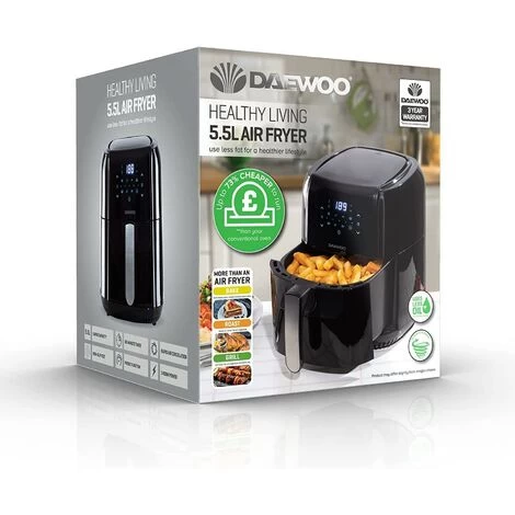 Daewoo Digital Healthy Living Air Fryer 5.5 Litre Capacity SDA1804GE – Black 6 Daewoo Digital Healthy Living Air Fryer 5.5 Litre Capacity SDA1804GE – Black - Image 4
