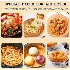 Air Fryer Disposable Paper Liner Non-Stick Baking Paper Food Grade Parchment Paper Oil-Proof Baking Accessories-100pcs ZQYRLAR -Kitchen Appliances Discounts 98817517 5