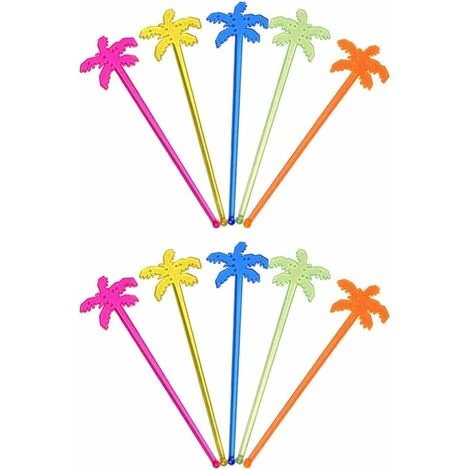 Plastic Drink Stirrers Tropical Palm Cocktail Stirrers Stirrer Sticks Set Of 50 (Mixed Colors) 3 Plastic Drink Stirrers Tropical Palm Cocktail Stirrers Stirrer Sticks Set Of 50 (Mixed Colors)