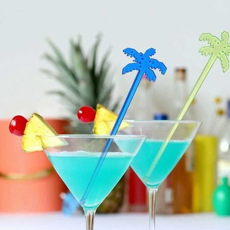 Plastic Drink Stirrers Tropical Palm Cocktail Stirrers Stirrer Sticks Set Of 50 (Mixed Colors) 4 Plastic Drink Stirrers Tropical Palm Cocktail Stirrers Stirrer Sticks Set Of 50 (Mixed Colors) - Image 2