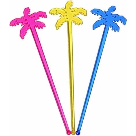 Plastic Drink Stirrers Tropical Palm Cocktail Stirrers Stirrer Sticks Set Of 50 (Mixed Colors) 6 Plastic Drink Stirrers Tropical Palm Cocktail Stirrers Stirrer Sticks Set Of 50 (Mixed Colors) - Image 4