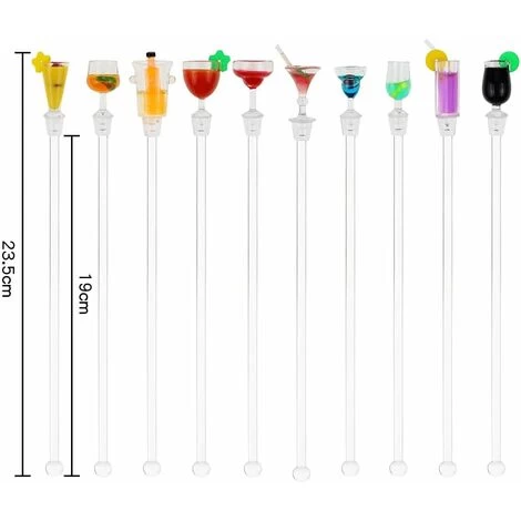 10 Pieces Cocktail Stirrers 23cm Acrylic Bar Drink Mixer Stirring With Colorful Miniature Accessory For Bar Stirring Cocktail Coffee Tea Juice Wine ZQYRLAR 4 10 Pieces Cocktail Stirrers 23cm Acrylic Bar Drink Mixer Stirring With Colorful Miniature Accessory For Bar Stirring Cocktail Coffee Tea Juice Wine ZQYRLAR - Image 2