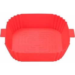 Silicone Air Fryer Basket Air Fryer Silicone Pot Reusable Silicone Basket 19.5cm Air Fryer Essential Accessory For Hot Air Fryer Microwave Frying Pan(Red) ZQYRLAR