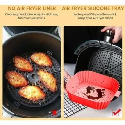 Silicone Air Fryer Basket Air Fryer Silicone Pot Reusable Silicone Basket 19.5cm Air Fryer Essential Accessory For Hot Air Fryer Microwave Frying Pan(Red) ZQYRLAR -Kitchen Appliances Discounts 98818630 4