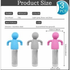 Set Of 3 Stainless Steel Tea Infuser With Silicone Handle, Hanging Tea Strainer For Loose Tea, Tea Pipe Tea Diffuser Strainers, Tea Infuser For Teapot Cup 8 Set Of 3 Stainless Steel Tea Infuser With Silicone Handle, Hanging Tea Strainer For Loose Tea, Tea Pipe Tea Diffuser Strainers, Tea Infuser For Teapot Cup -Kitchen Appliances Discounts 98818710 2