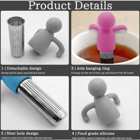 Set Of 3 Stainless Steel Tea Infuser With Silicone Handle, Hanging Tea Strainer For Loose Tea, Tea Pipe Tea Diffuser Strainers, Tea Infuser For Teapot Cup 5 Set Of 3 Stainless Steel Tea Infuser With Silicone Handle, Hanging Tea Strainer For Loose Tea, Tea Pipe Tea Diffuser Strainers, Tea Infuser For Teapot Cup - Image 3
