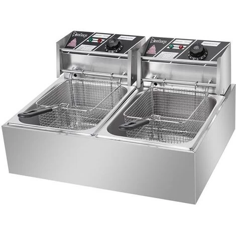 Electric Fryer 2500W 220-240V 12.7QT/12L Stainless Steel Double Cylinder Electric Fryer UK Plug 5 Electric Fryer 2500W 220-240V 12.7QT/12L Stainless Steel Double Cylinder Electric Fryer UK Plug - Image 3