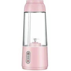 300ml USB Charging Cable, Cordless Blender, Portable Blender With Stainless Steel Blade (Pink)