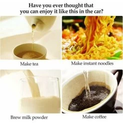 Electric Heated Travel Mug 12V 454ML Stainless Steel Travel Mug With Lid And Handle Electric Insulated Plug Kettles Car Coffee Mug Warmer,16.5CM -Kitchen Appliances Discounts 99569326 4